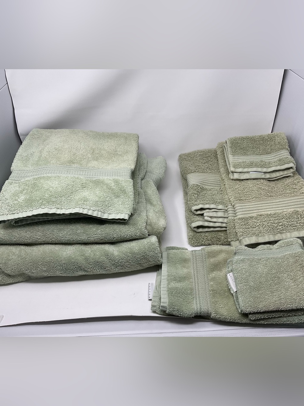 Eight Piece Sage Green Bath Towel Set